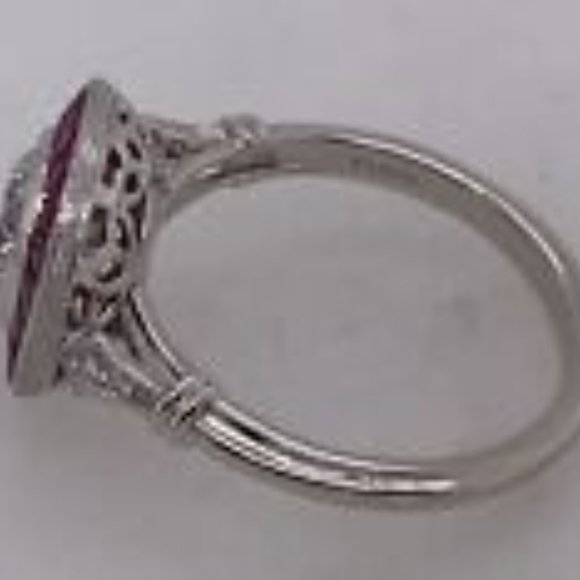 900 Platnium Ruby and 1.35 carat Labgrown Diamond Ring